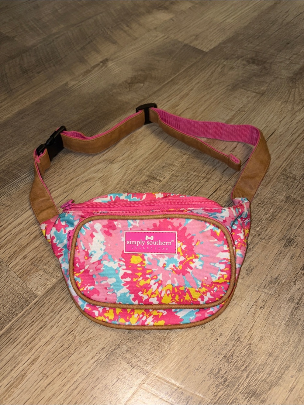 Simply Southern Pink Multi Tie-Dye Crossbody Waist Bag